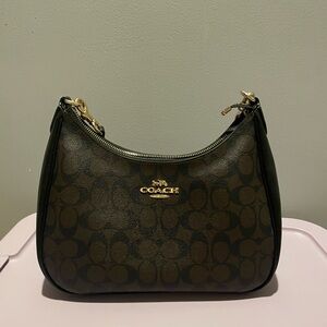 Coach Signature Brown and Black Shoulder Bag